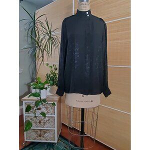 RARE Pre-Loved Vtg Bleyle brand Texture Black Blouse size 14